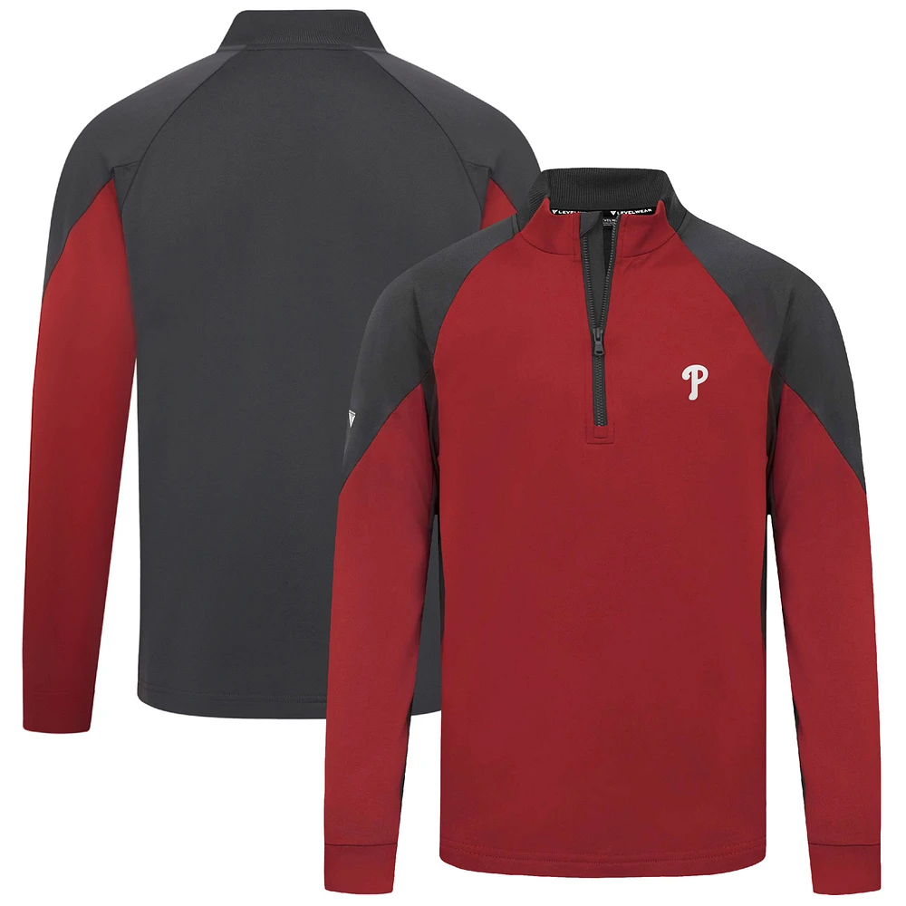 Men's Levelwear Red Philadelphia Phillies Cadet Insignia 2.0 Raglan Quarter-Zip Jacket