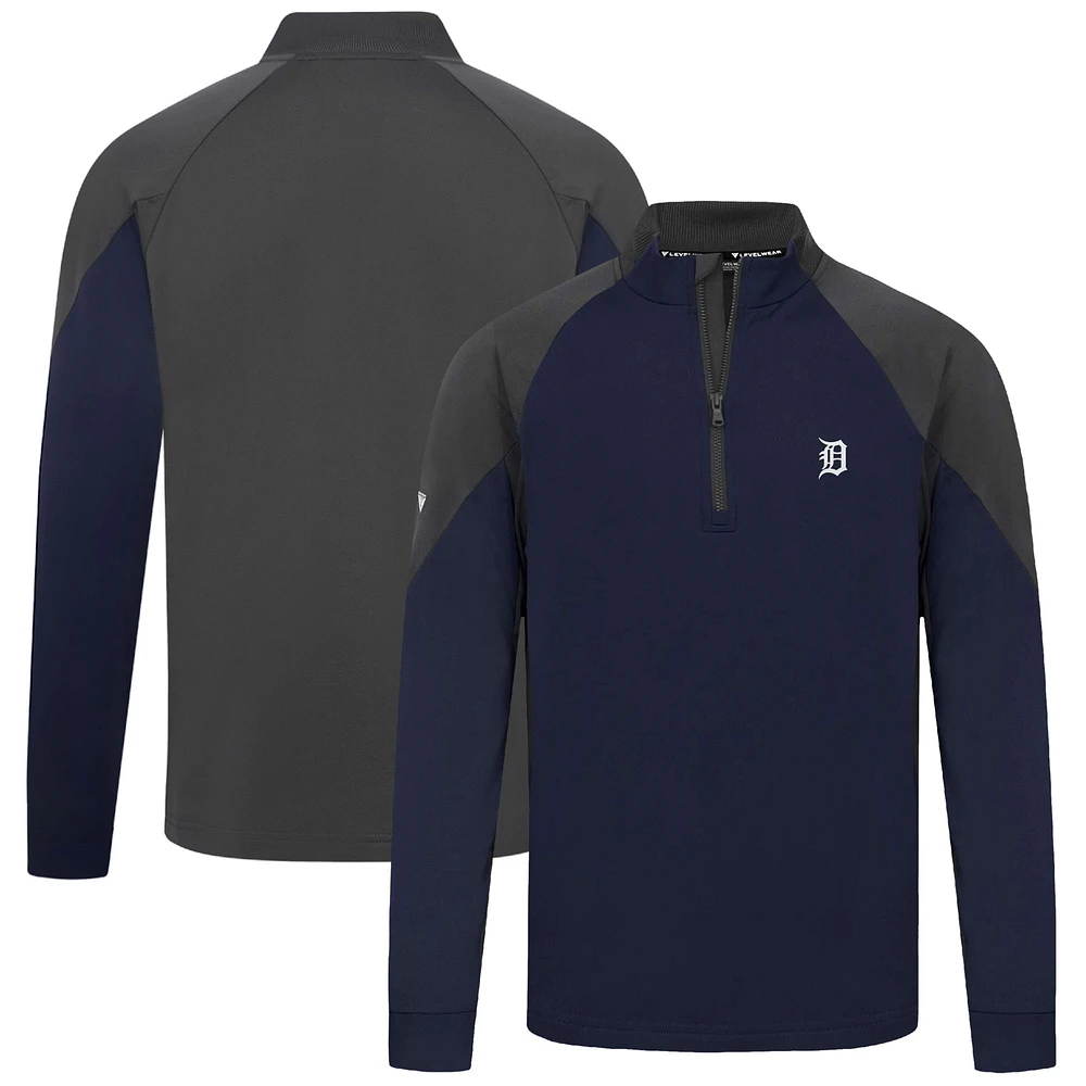 Men's Levelwear Navy Detroit Tigers Cadet Insignia 2.0 Raglan Quarter-Zip Jacket