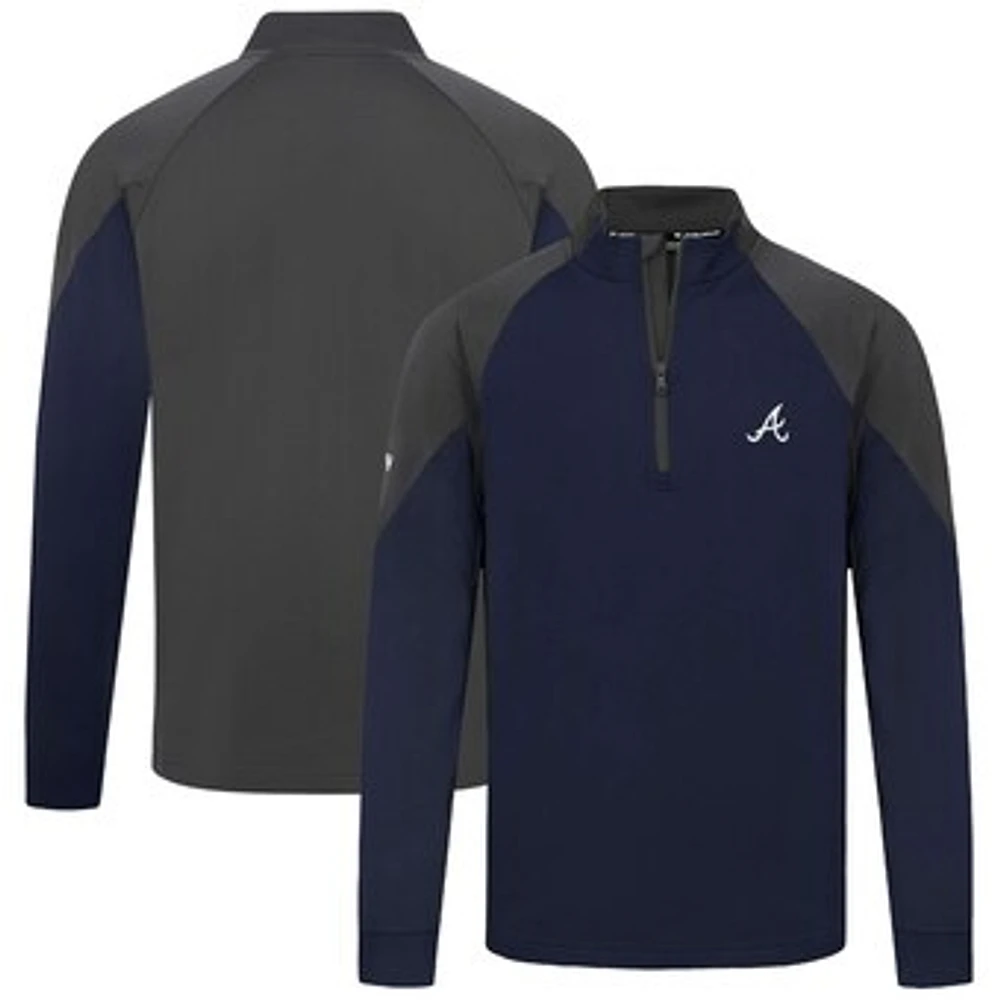 Men's Levelwear Navy Atlanta Braves Cadet Insignia 2.0 Raglan Quarter-Zip Jacket