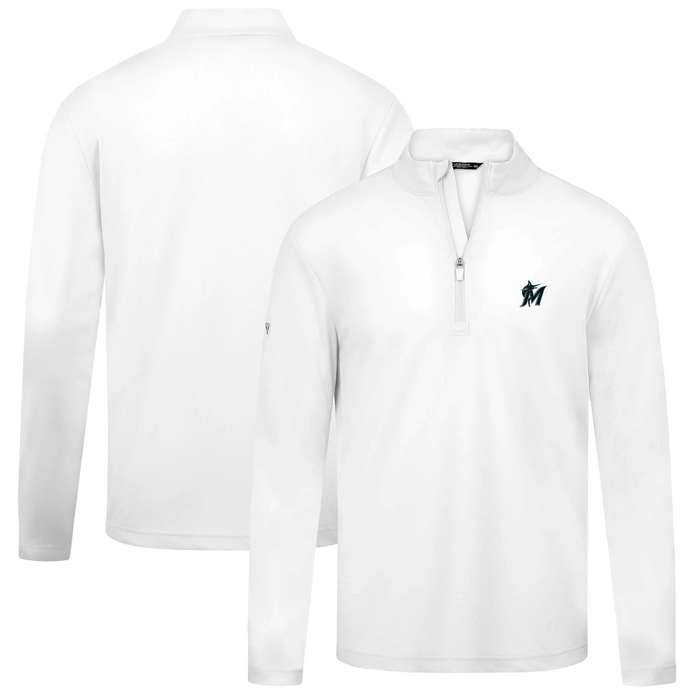 Men's Levelwear White Miami Marlins Heron Insignia 2.0 Quarter-Zip Jacket