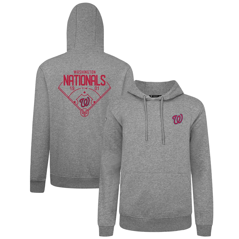 Men's Levelwear Gray Washington Nationals Podium Primary Pullover Hoodie