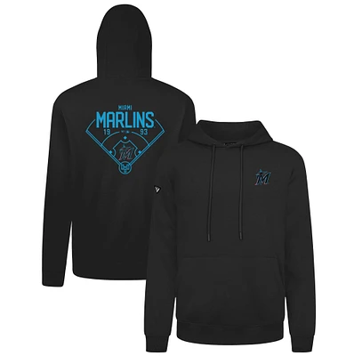 Men's Levelwear Black Miami Marlins Podium Primary Pullover Hoodie