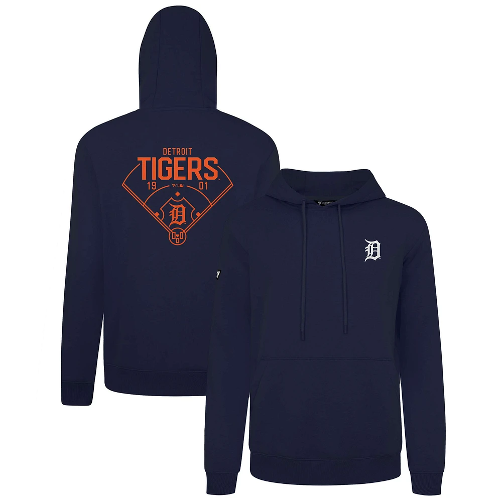 Men's Levelwear Navy Detroit Tigers Podium Primary Pullover Hoodie