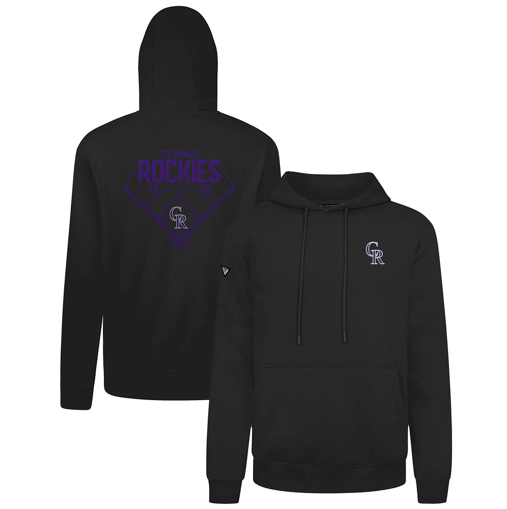 Men's Levelwear Black Colorado Rockies Podium Primary Pullover Hoodie