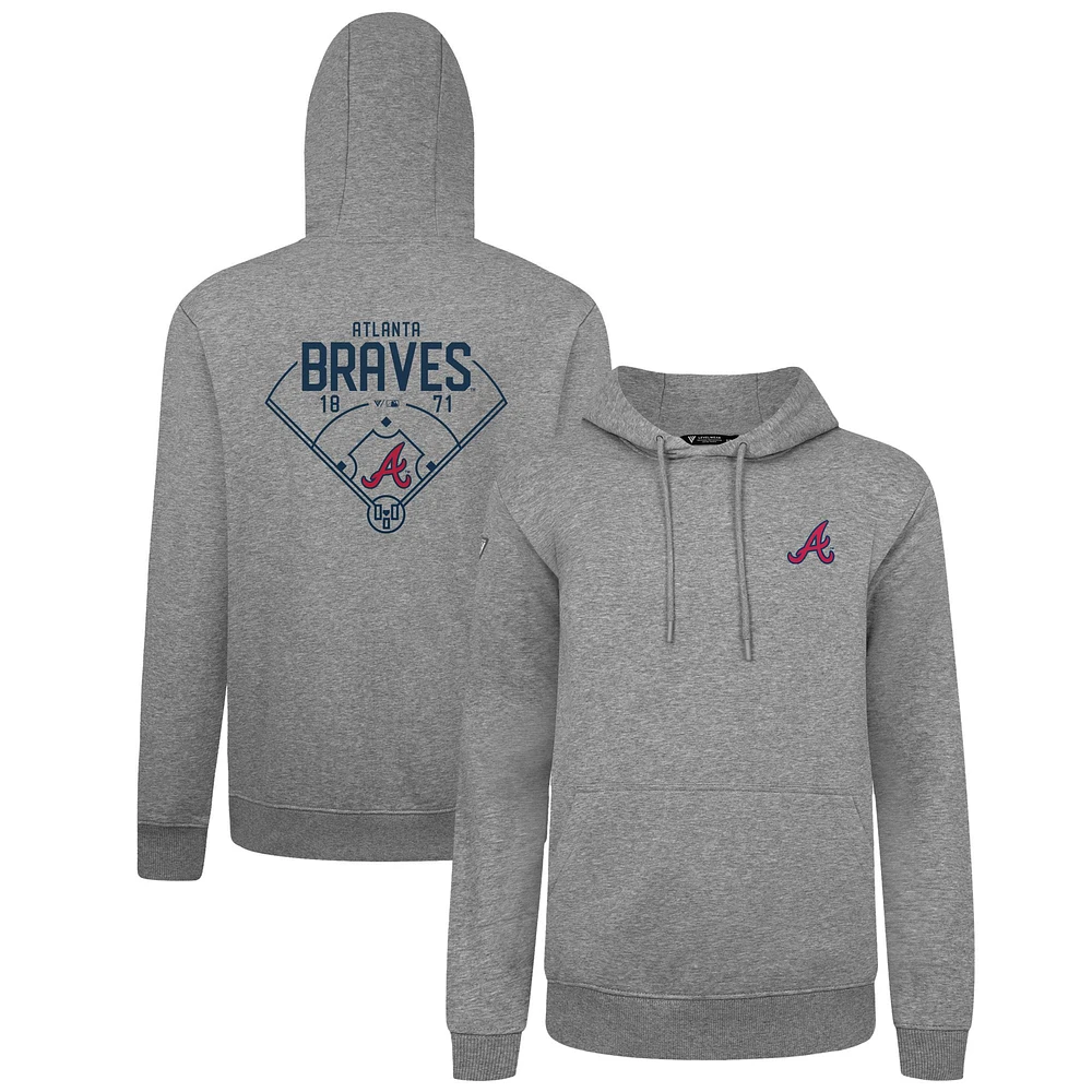 Men's Levelwear Gray Atlanta Braves Podium Primary Pullover Hoodie