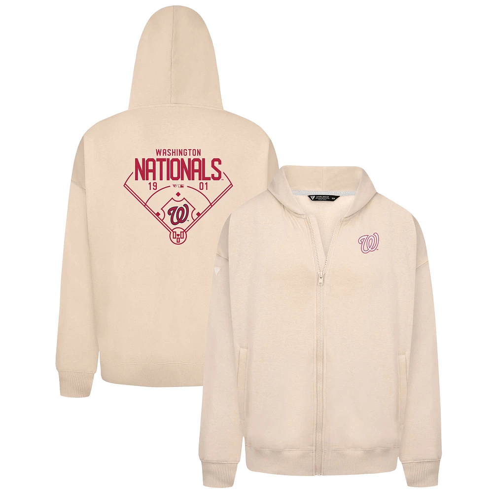 Men's Levelwear Khaki Washington Nationals Uphill Primary Full-Zip Hoodie