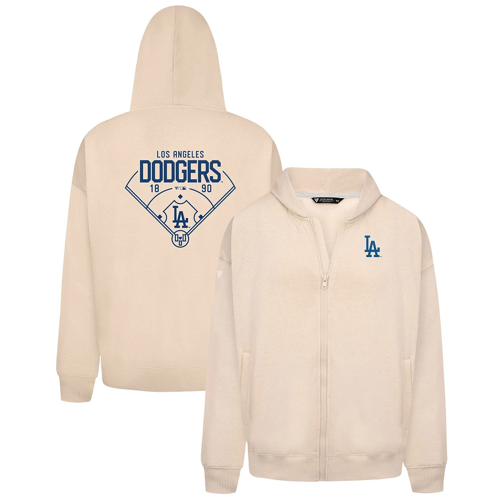 Men's Levelwear Khaki Los Angeles Dodgers Uphill Primary Full-Zip Hoodie