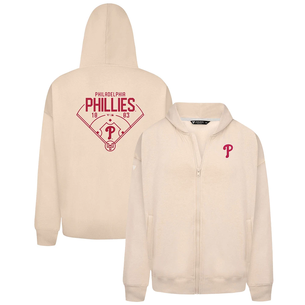 Men's Levelwear Khaki Philadelphia Phillies Uphill Primary Full-Zip Hoodie