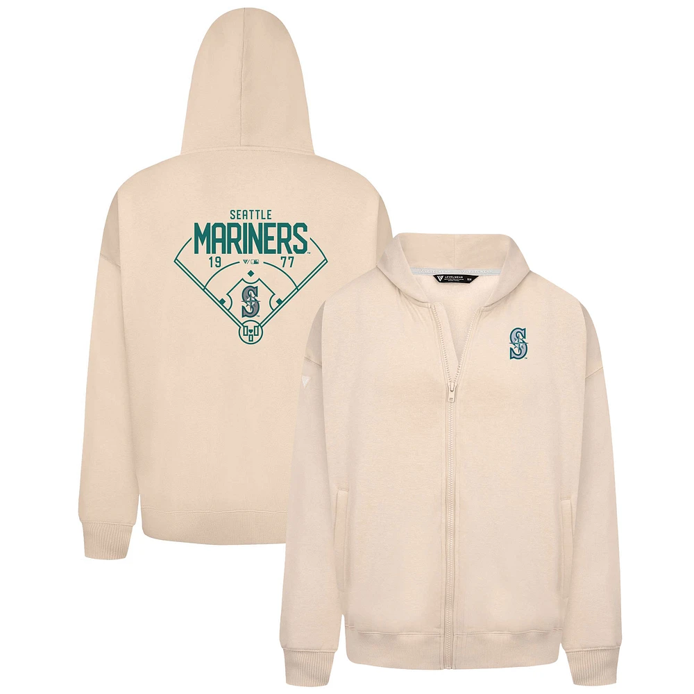 Men's Levelwear Khaki Seattle Mariners Uphill Primary Full-Zip Hoodie