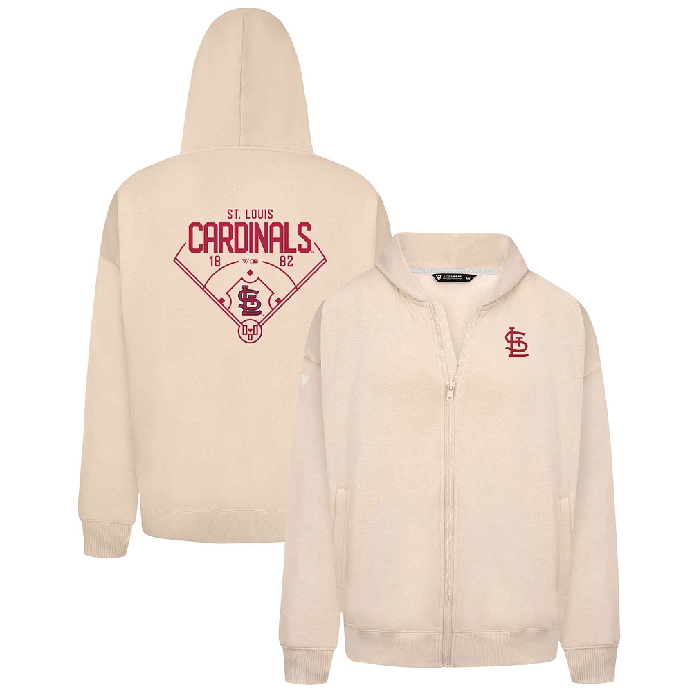 Men's Levelwear Khaki St. Louis Cardinals Uphill Primary Full-Zip Hoodie