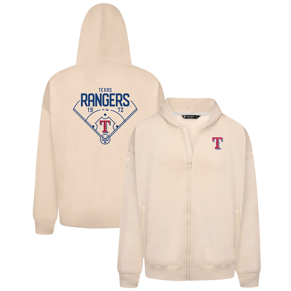 Men's Levelwear Khaki Texas Rangers Uphill Primary Full-Zip Hoodie