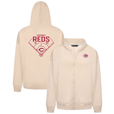 Men's Levelwear Khaki Cincinnati Reds Uphill Primary Full-Zip Hoodie