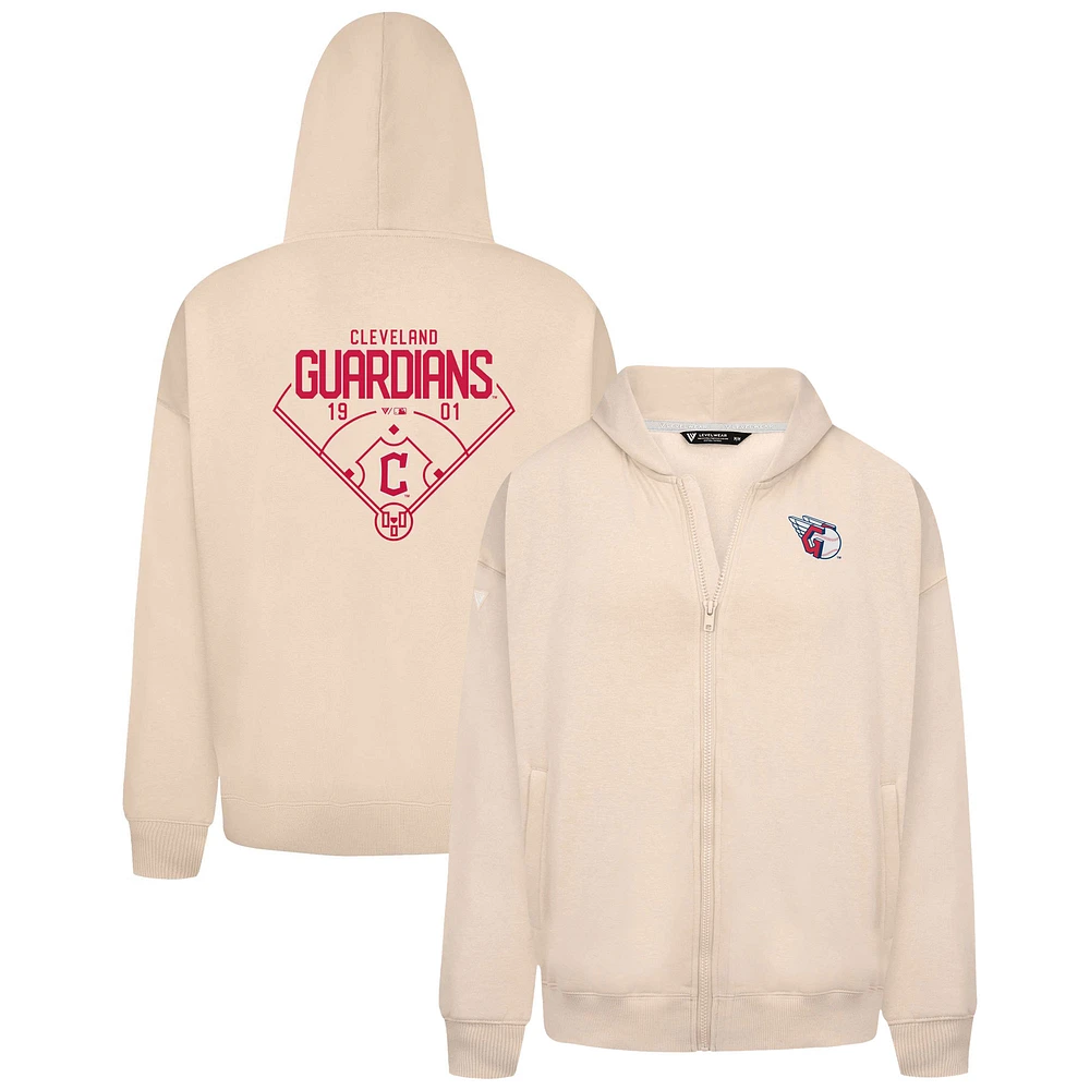 Men's Levelwear Khaki Cleveland Guardians Uphill Primary Full-Zip Hoodie