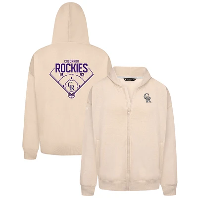 Men's Levelwear Khaki Colorado Rockies Uphill Primary Full-Zip Hoodie