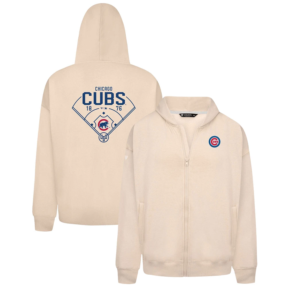 Men's Levelwear Khaki Chicago Cubs Uphill Primary Full-Zip Hoodie
