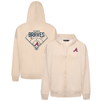 Men's Levelwear Khaki Atlanta Braves Uphill Primary Full-Zip Hoodie