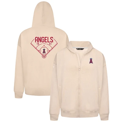Men's Levelwear Khaki Los Angeles Angels Uphill Primary Full-Zip Hoodie