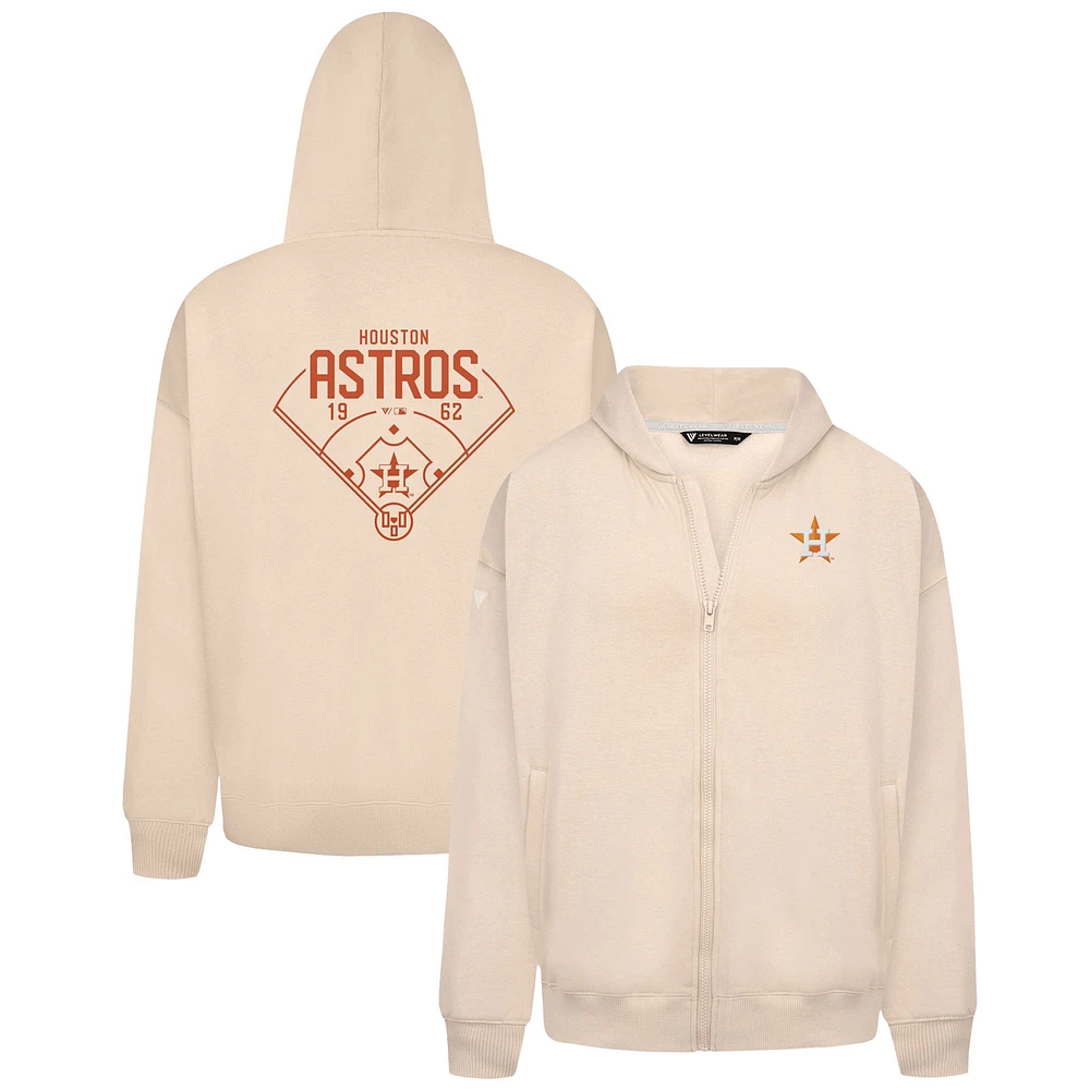 Men's Levelwear Khaki Houston Astros Uphill Primary Full-Zip Hoodie