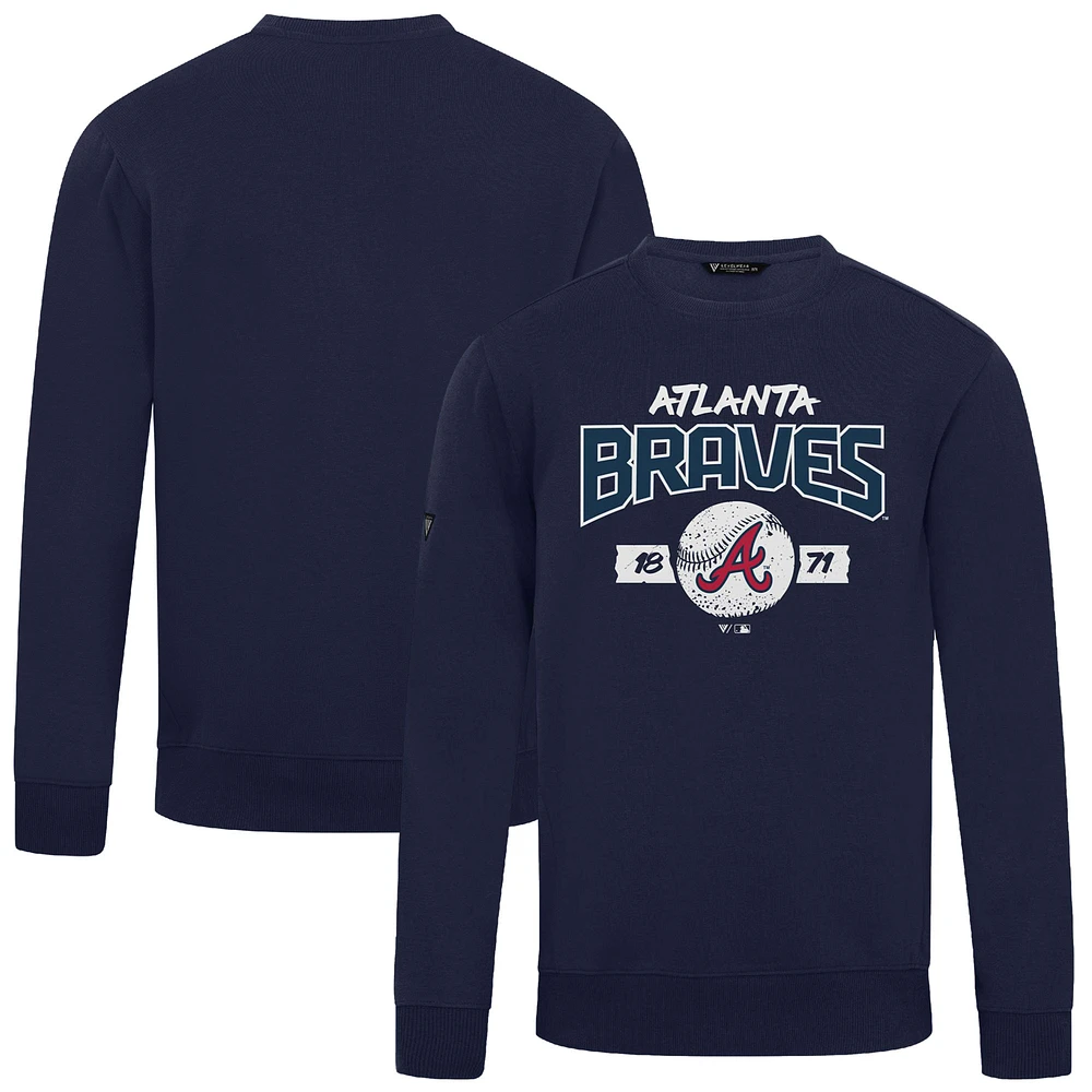 Men's Levelwear Navy Atlanta Braves Punch Out Pullover Sweatshirt
