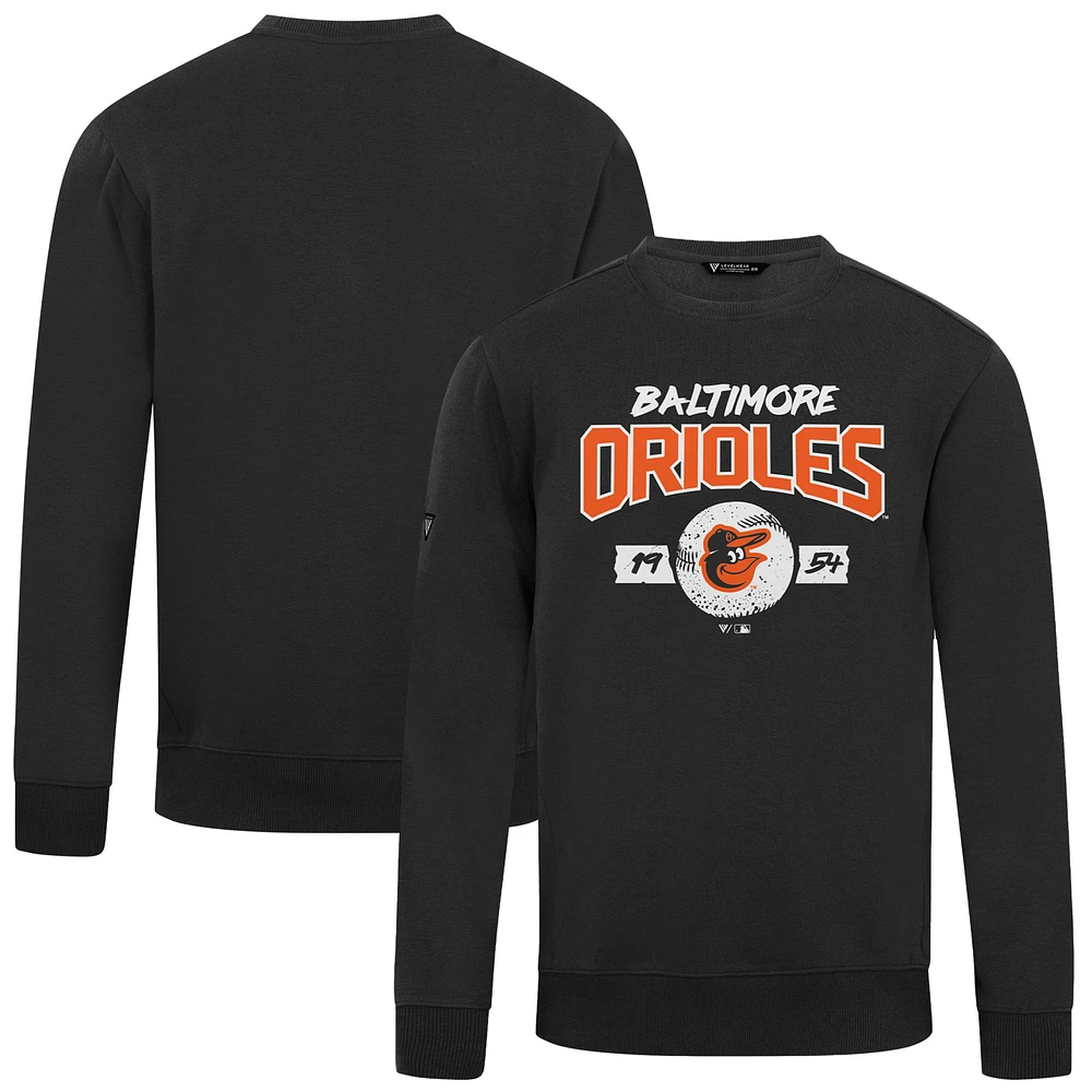 Men's Levelwear Black Baltimore Orioles Punch Out Pullover Sweatshirt