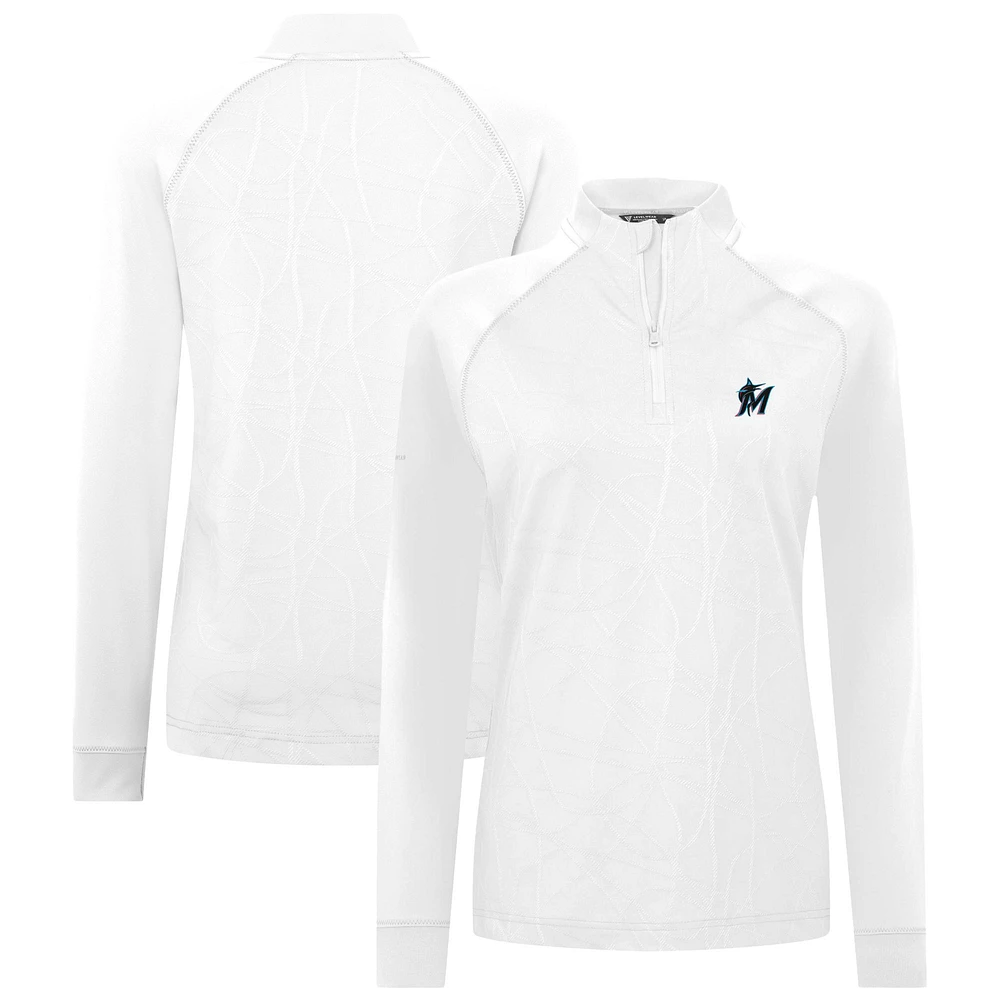 Women's Levelwear White Miami Marlins Amethyst Insignia 2.0 Quarter-Zip Jacket