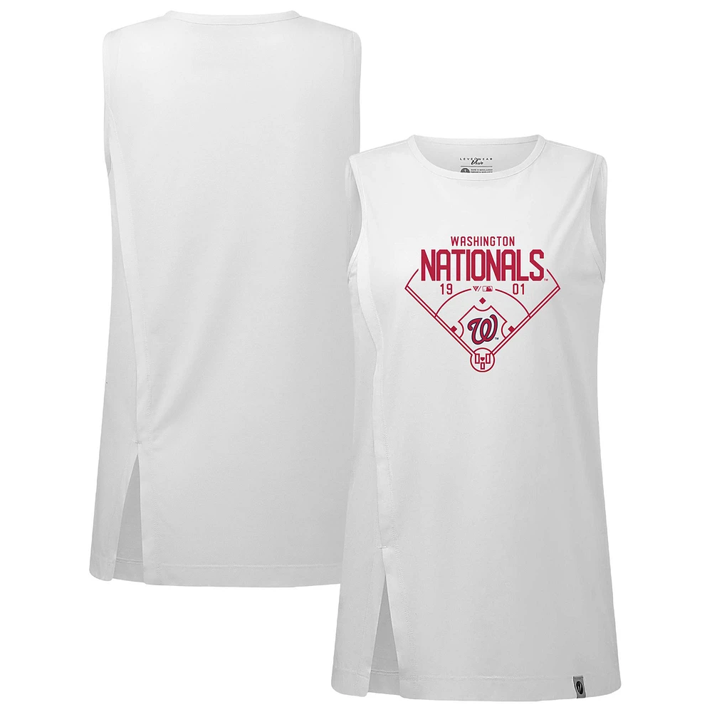 Women's Levelwear White Washington Nationals Influx Home Field Tank Top