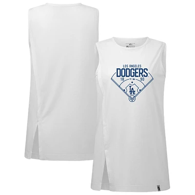 Women's Levelwear White Los Angeles Dodgers Influx Home Field Tank Top