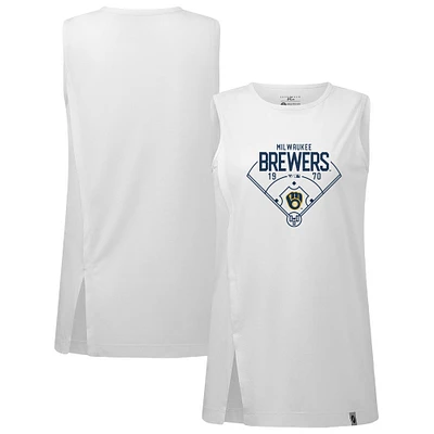 Women's Levelwear White Milwaukee Brewers Influx Home Field Tank Top