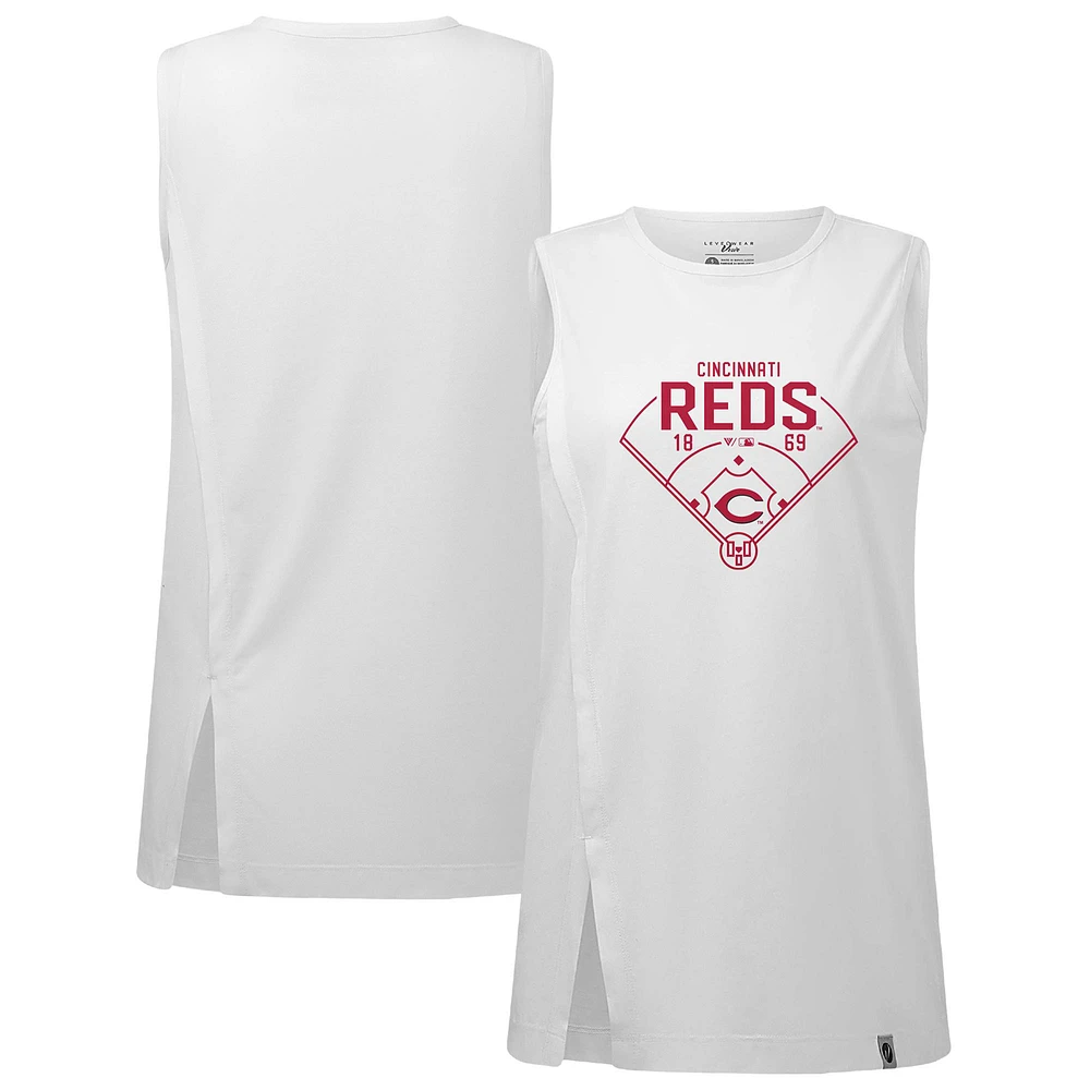 Women's Levelwear White Cincinnati Reds Influx Home Field Tank Top