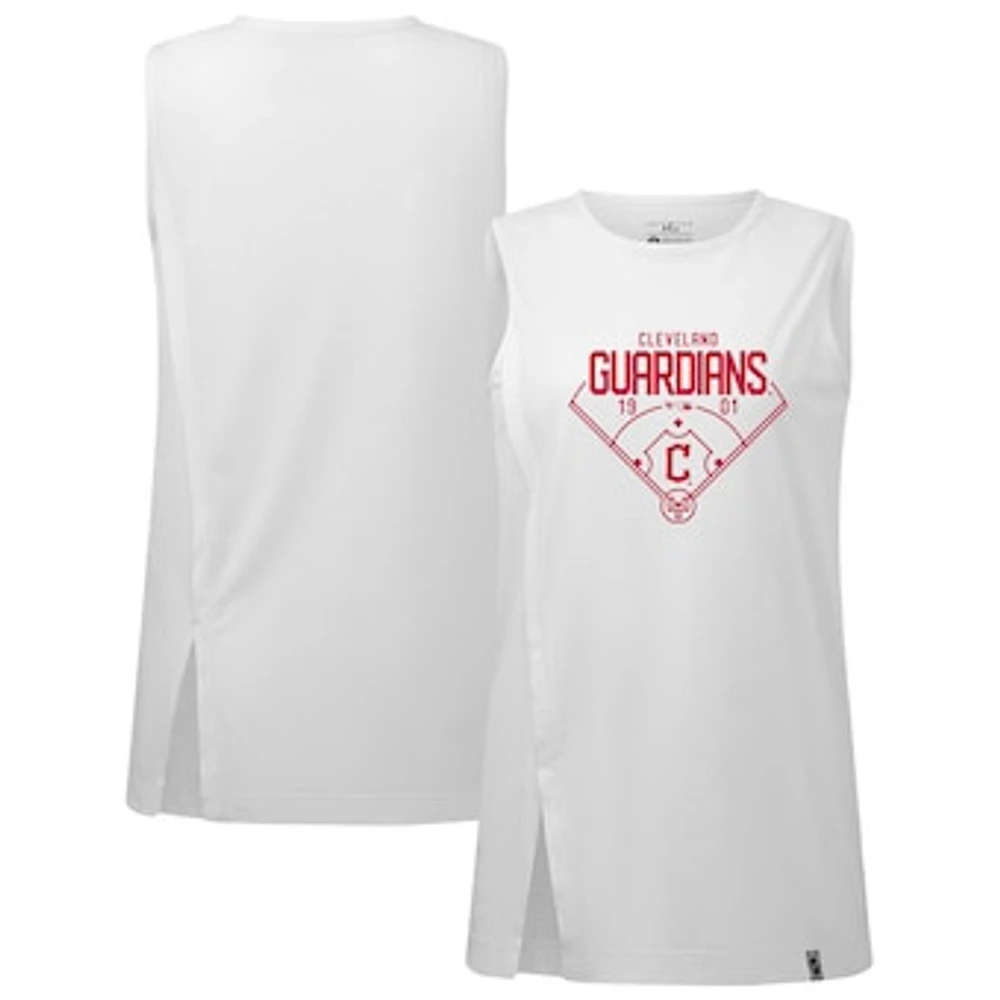 Women's Levelwear White Cleveland Guardians Influx Home Field Tank Top