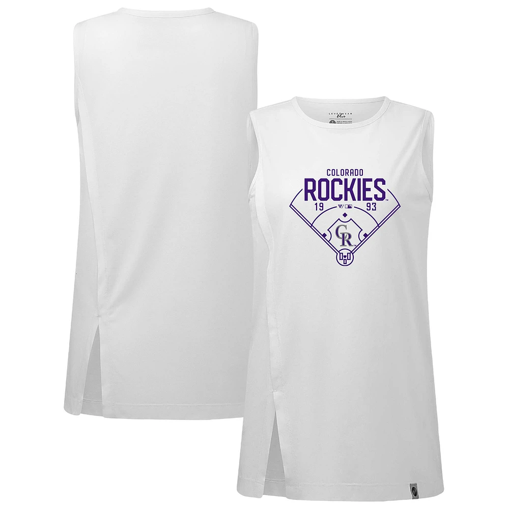 Women's Levelwear White Colorado Rockies Influx Home Field Tank Top