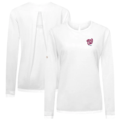 Women's Levelwear White Washington Nationals Sequoia Primary Logo Long Sleeve T-Shirt