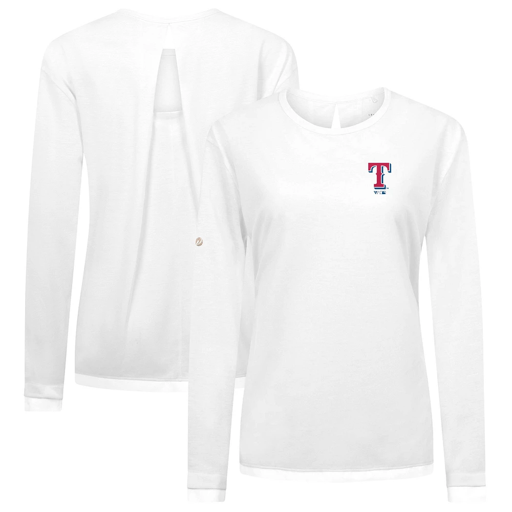 Women's Levelwear White Texas Rangers Sequoia Primary Logo Long Sleeve T-Shirt