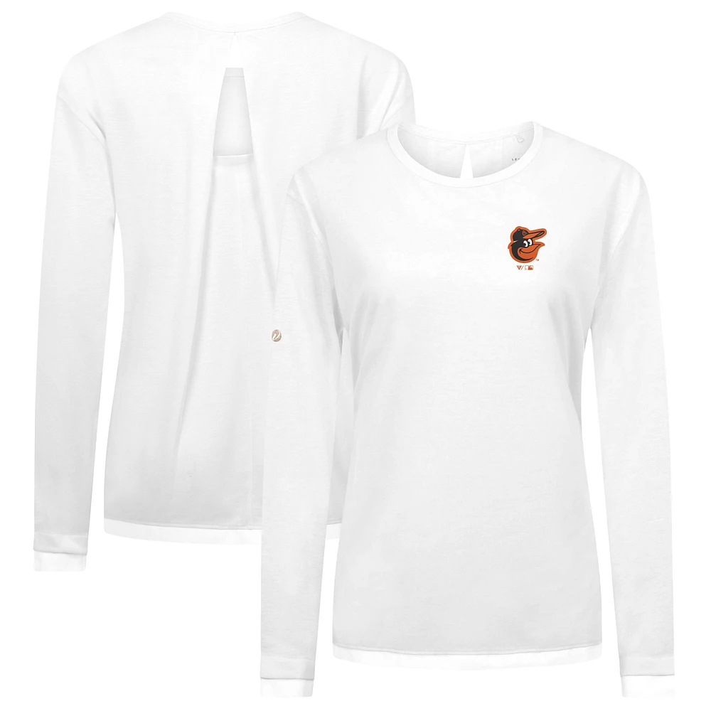 Women's Levelwear White Baltimore Orioles Sequoia Primary Logo Long Sleeve T-Shirt