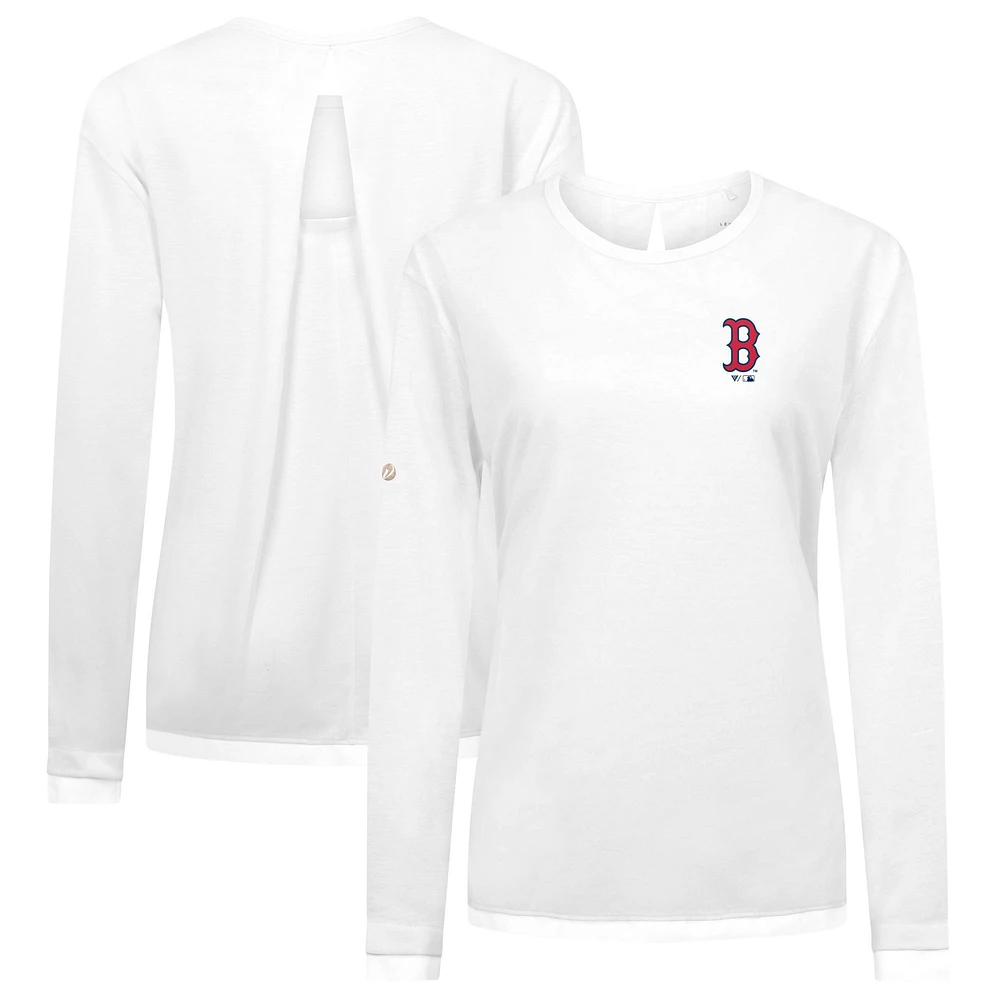 Women's Levelwear White Boston Red Sox Sequoia Primary Logo Long Sleeve T-Shirt