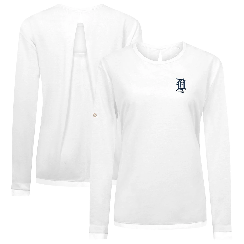 Women's Levelwear White Detroit Tigers Sequoia Primary Logo Long Sleeve T-Shirt