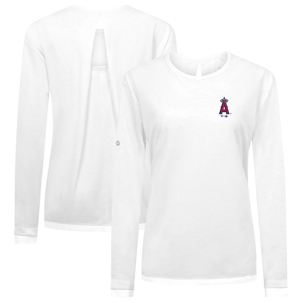 Women's Levelwear White Los Angeles Angels Sequoia Primary Logo Long Sleeve T-Shirt