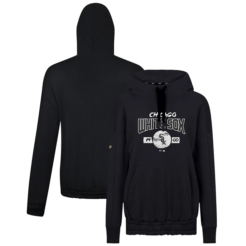 Women's Levelwear Black Chicago White Sox Waterfall Punch Out Pullover Hoodie