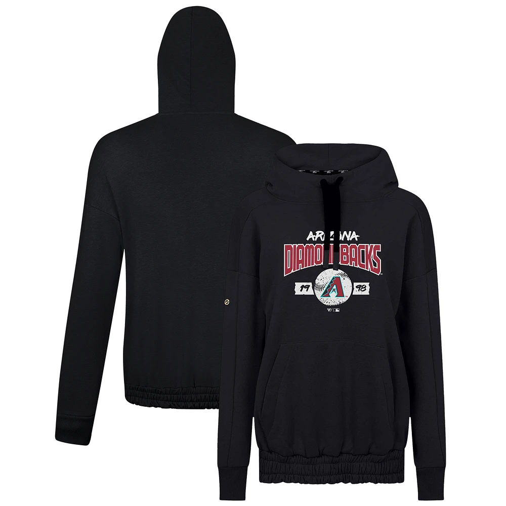 Women's Levelwear Black Arizona Diamondbacks Waterfall Punch Out Pullover Hoodie