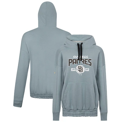 Women's Levelwear Gray San Diego Padres Waterfall Punch Out Pullover Hoodie
