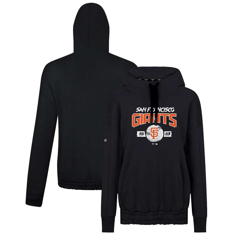 Women's Levelwear Black San Francisco Giants Waterfall Punch Out Pullover Hoodie