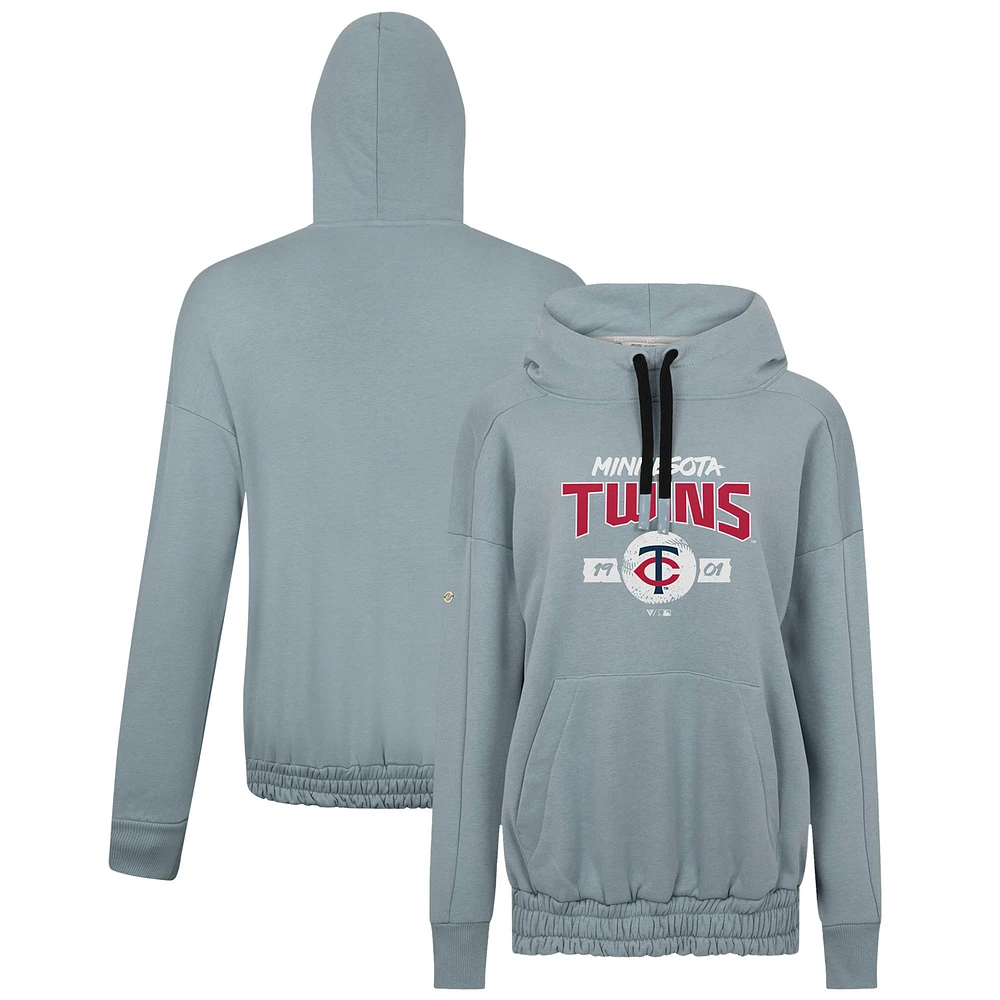 Women's Levelwear Gray Minnesota Twins Waterfall Punch Out Pullover Hoodie