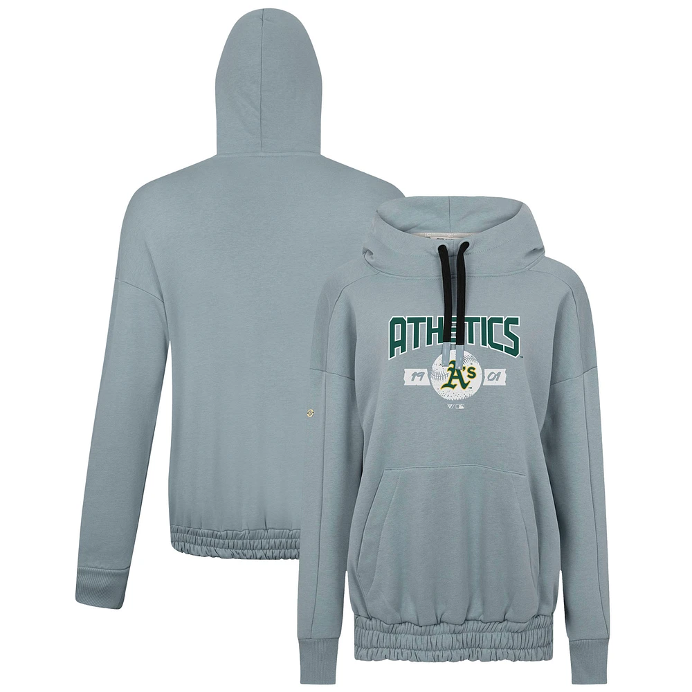 Women's Levelwear Gray Athletics Waterfall Punch Out Pullover Hoodie