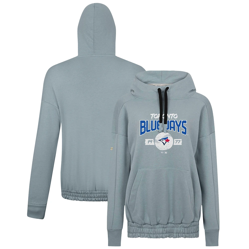 Women's Levelwear Gray Toronto Blue Jays Waterfall Punch Out Pullover Hoodie