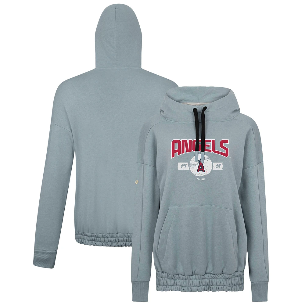 Women's Levelwear Gray Los Angeles Angels Waterfall Punch Out Pullover Hoodie