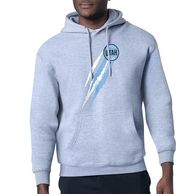Men's Starter Heather Gray Utah Hockey Club Color Scratch Graphic Pullover Hoodie