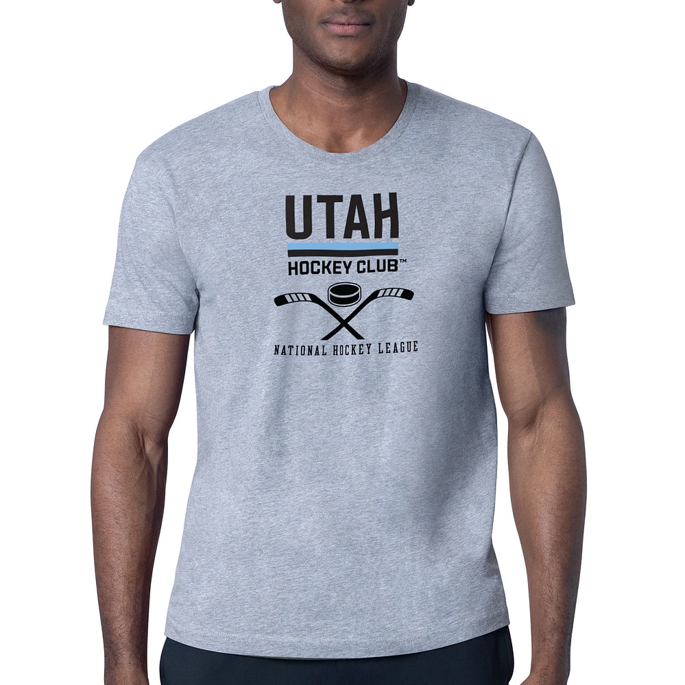 Men's Starter Heather Gray Utah Hockey Club Half Puck Graphic T-Shirt
