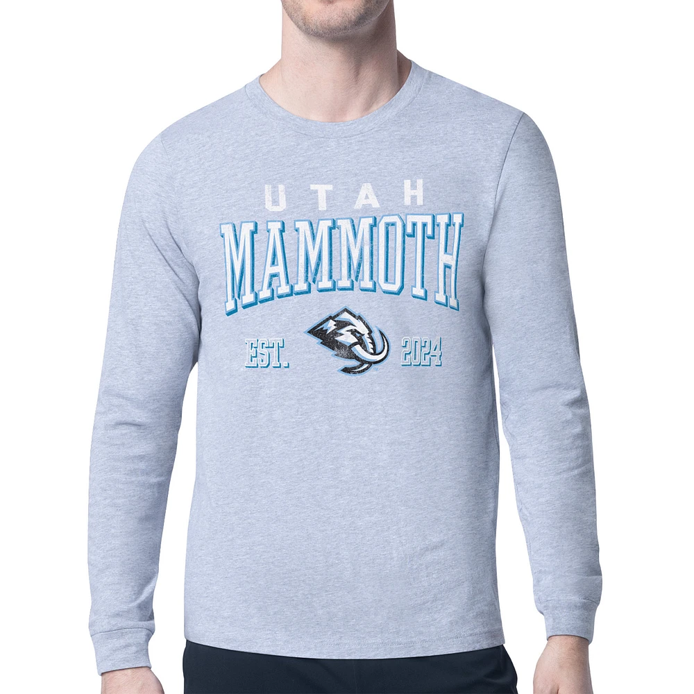 Men's Starter Heather Gray Utah Mammoth Retro Graphic Long Sleeve T-Shirt