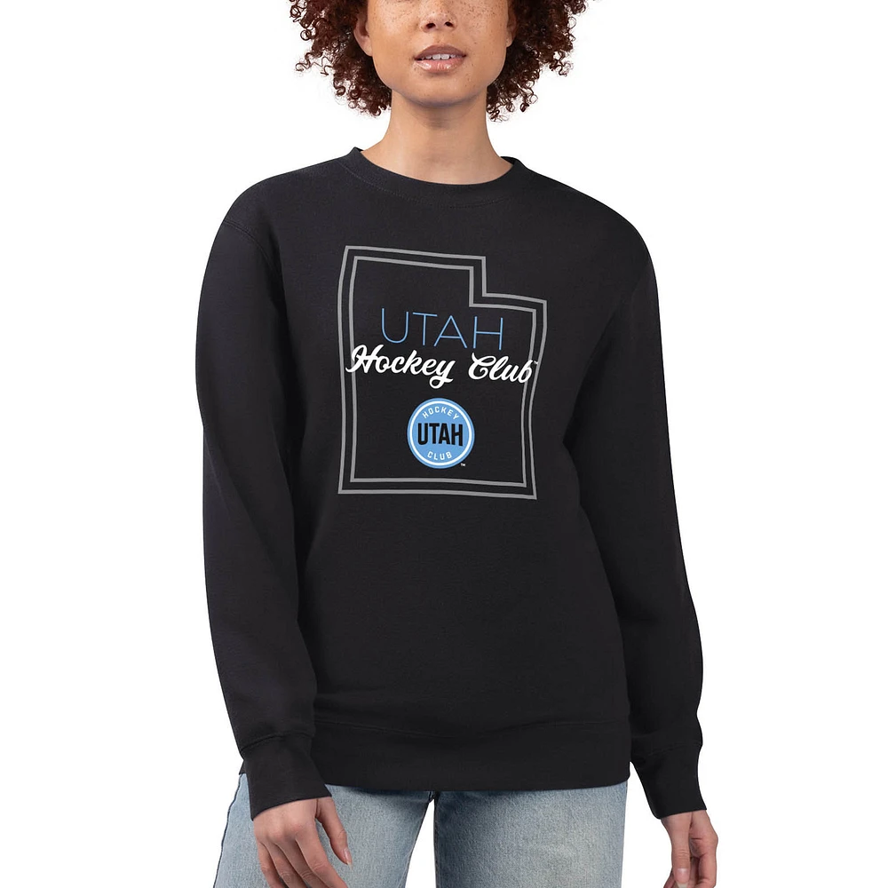 Women's G-III 4Her by Carl Banks Black Utah Hockey Club Shadow State Graphic Pullover Sweatshirt