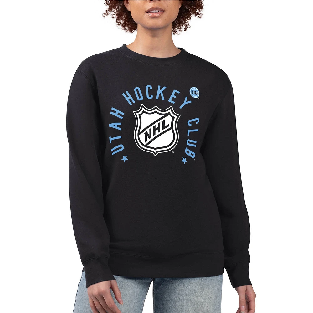 Women's G-III 4Her by Carl Banks Black Utah Hockey Club Shield Graphic Pullover Sweatshirt